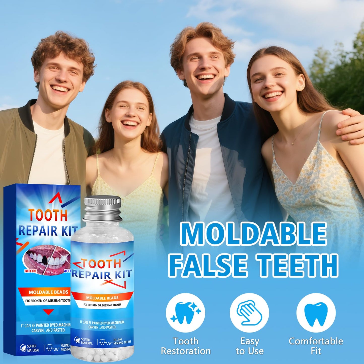 Tooth Repair Kit - Moldable False Teeth Beads for DIY Temporary Dentures