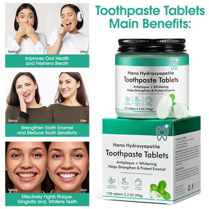 Nano Hydroxyapatite Toothpaste Tablets 150pcs – Fluoride Free, Whitening