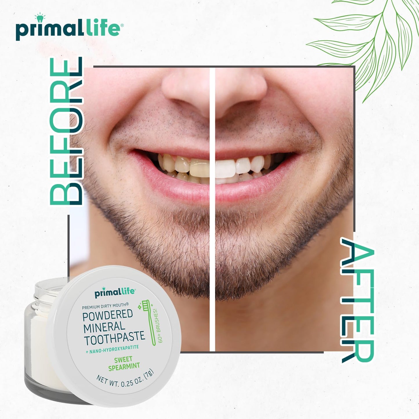 Primal Life Organics Dirty Mouth Toothpowder – Sweet Spearmint, 0.25 oz