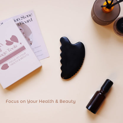tophld Gua Sha Facial Tools – Natural Bian Stone Jade Massage Set (Wave-Edge)