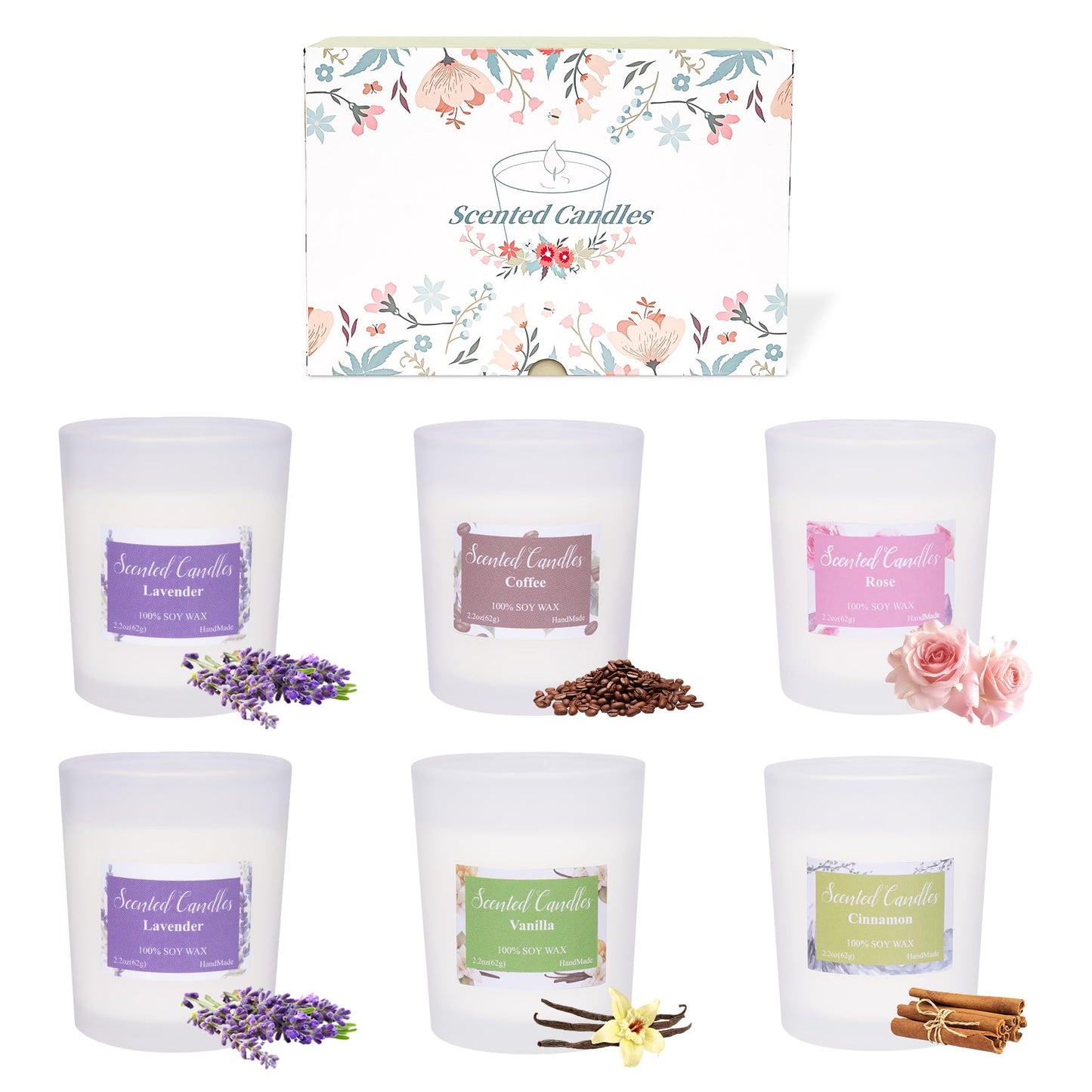 Toptime Candles Gift Set – 6 Pack Soy Aromatherapy Candles