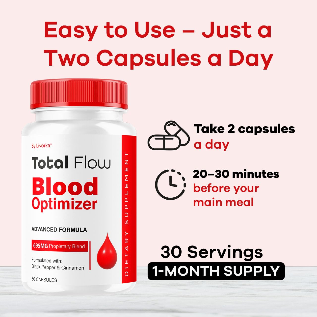 Total Flow Capsules (2-Pack) – Advanced Blood Support Pills, All-Natural Multivitamin