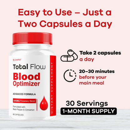 Total Flow Capsules (2-Pack) – Advanced Blood Support Pills, All-Natural Multivitamin