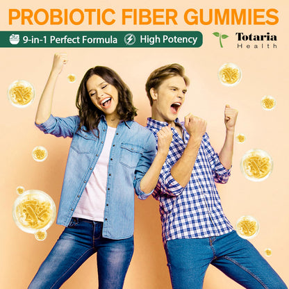 9-in-1 Probiotic Fiber Gummies for Adults & Teens – 60 Pineapple Gummies | Totaria