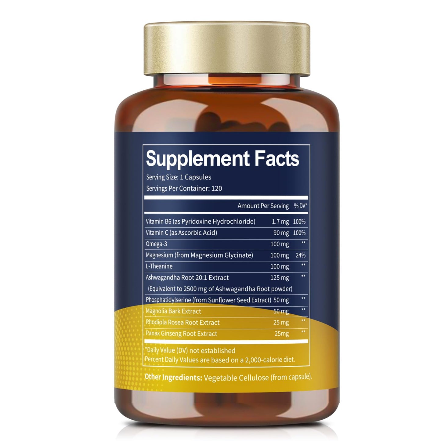 Totaria Cortisol Support with Ashwagandha, Magnesium, Rhodiola & L-Theanine - 120 Vegan Capsules (Women)
