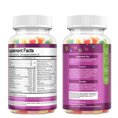 (2 Pcs) Sugar Free Women's Multivitamin Gummies with Iron – Immune & Skin Health