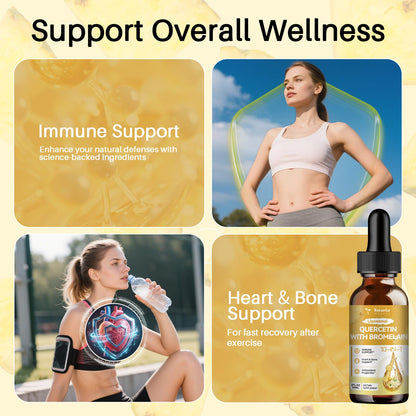 Totaria Liposomal Quercetin with Bromelain Liquid Drops - 1000mg Quercetin + 500mg Bromelain, Immune Support (2 fl oz)