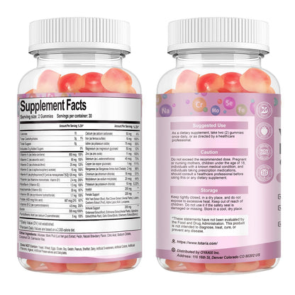 Totaria Sugar Free Multivitamin Gummies for Women 14+ – Iron, Folate, Biotin