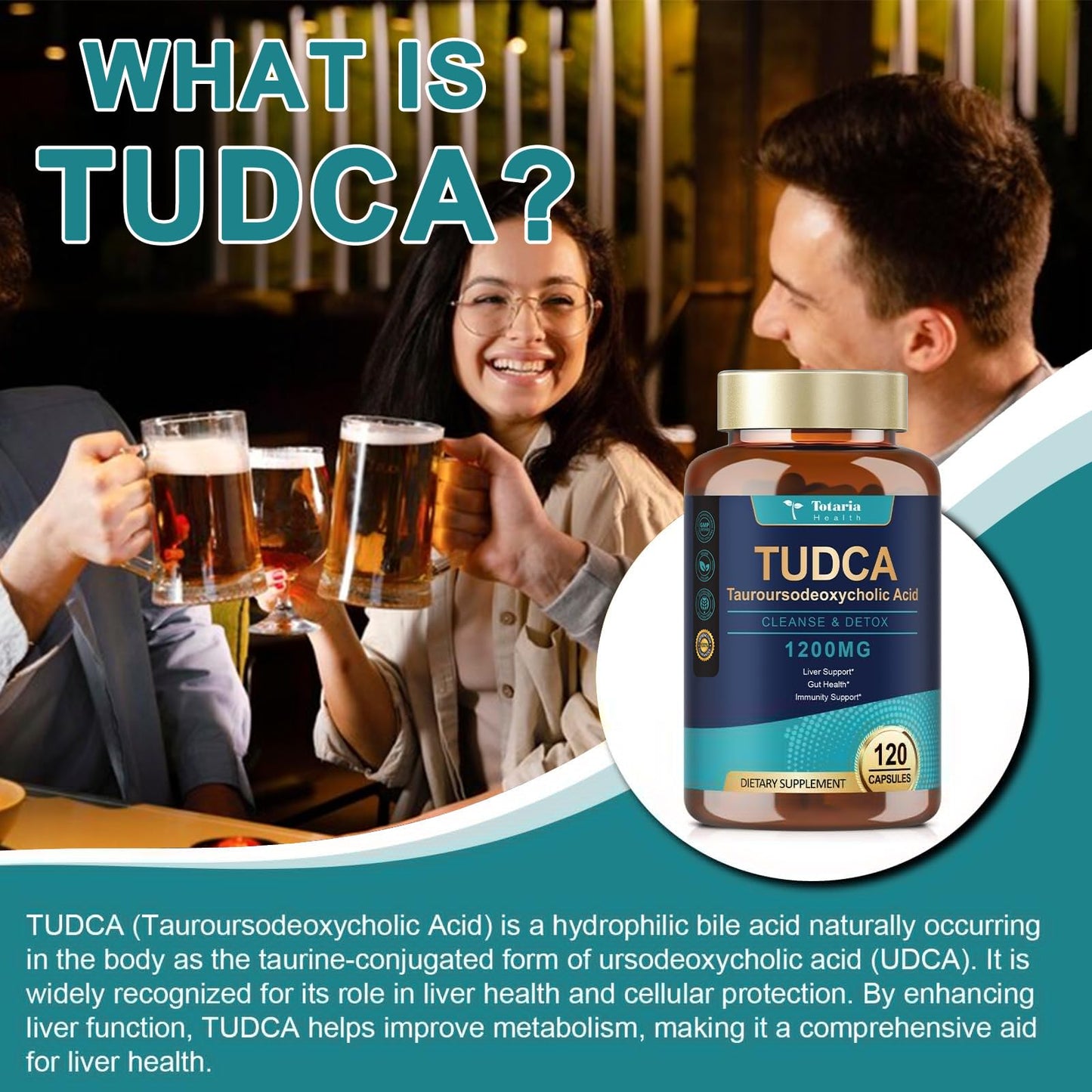 Totaria TUDCA 1200mg – Liver Support & Gut Health (120 Capsules)