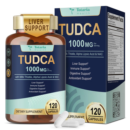 Totaria 15-in-1 TUDCA Liver Support – 1000mg, Milk Thistle & NAC | Vegan 120 Caps