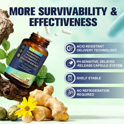 Totaria 5-in-1 Probiotic, Prebiotic & Postbiotic for Gut Health – 60B CFU, 4-Month Vegan Supply