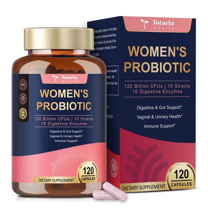 Totaria Probiotics for Women – 120B CFU, Akkermansia, Enzymes & Prebiotics | 120 Vegan Capsules