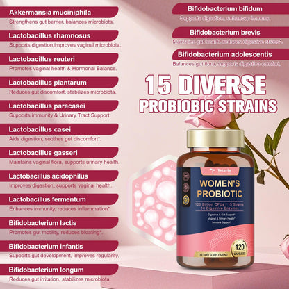 Totaria Probiotics for Women – 120B CFU, Akkermansia, Enzymes & Prebiotics | 120 Vegan Capsules