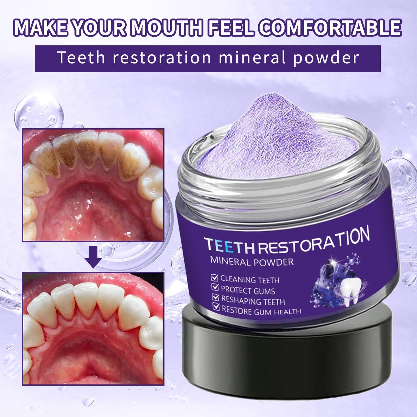 Tpyag Teeth Restoration Mineral Powder – Strengthen Teeth & Gums, Fresh Breath, Coffee/Tea/Tobacco Stains, 50g