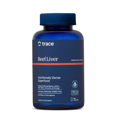 Trace Minerals Beef Liver 500mg – Bone Health & Energy Support | 180 Capsules