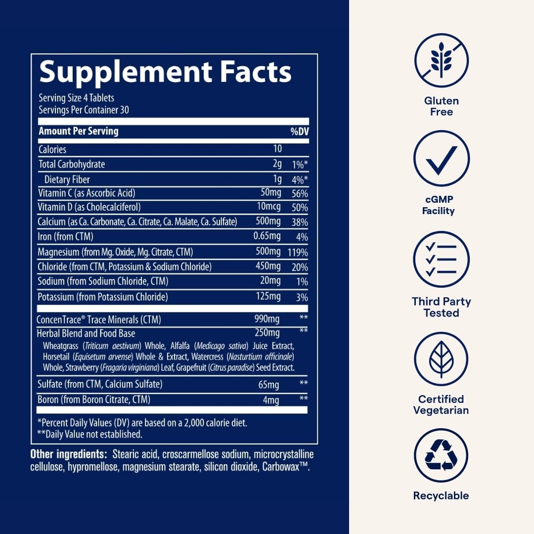 Trace Minerals Complete Calcium & Magnesium 1:1 – 120 Tablets for Bone Health