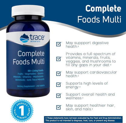 Trace Minerals Complete Foods Multi – Daily Multivitamin with Ionic Trace Minerals (240 Tabs)