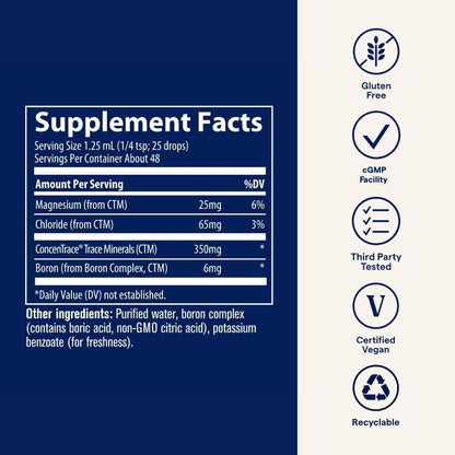 Trace Minerals Ionic Boron — Liquid Boron for Bone & Muscle Support (2 oz, 2 Pack)