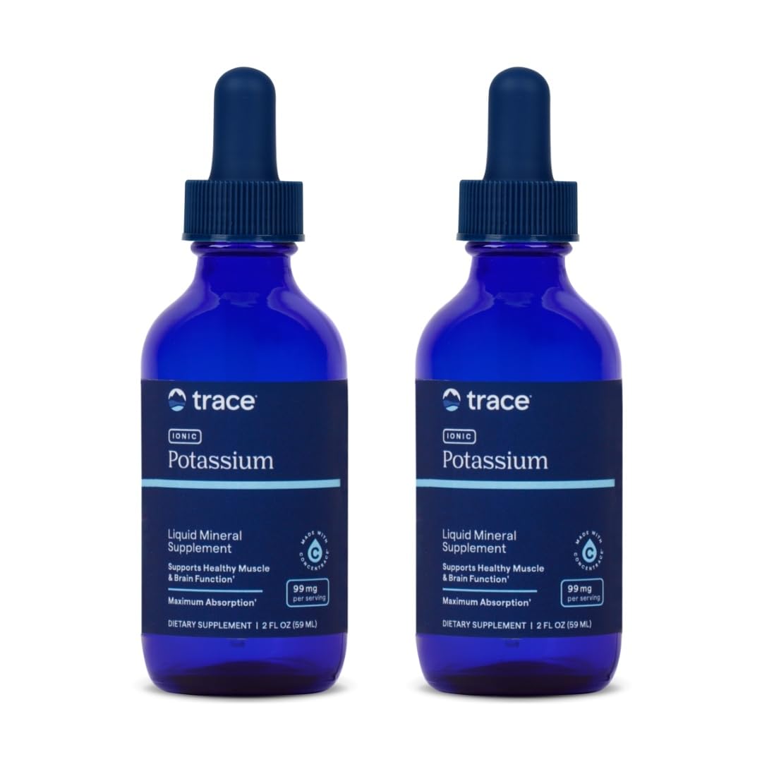 Trace Minerals Ionic Potassium with Magnesium | Liquid Potassium Supplement for Easy Mineral Absorption – Supports Brain & Muscle Health | 2 fl oz (2 Pack, 66 Servings)