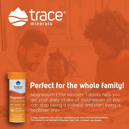 Trace Minerals Magnesium Effervescent – Supports Cardiovascular Health, Bone & Circulation – Orange, 8 Tubes (80 Servings)