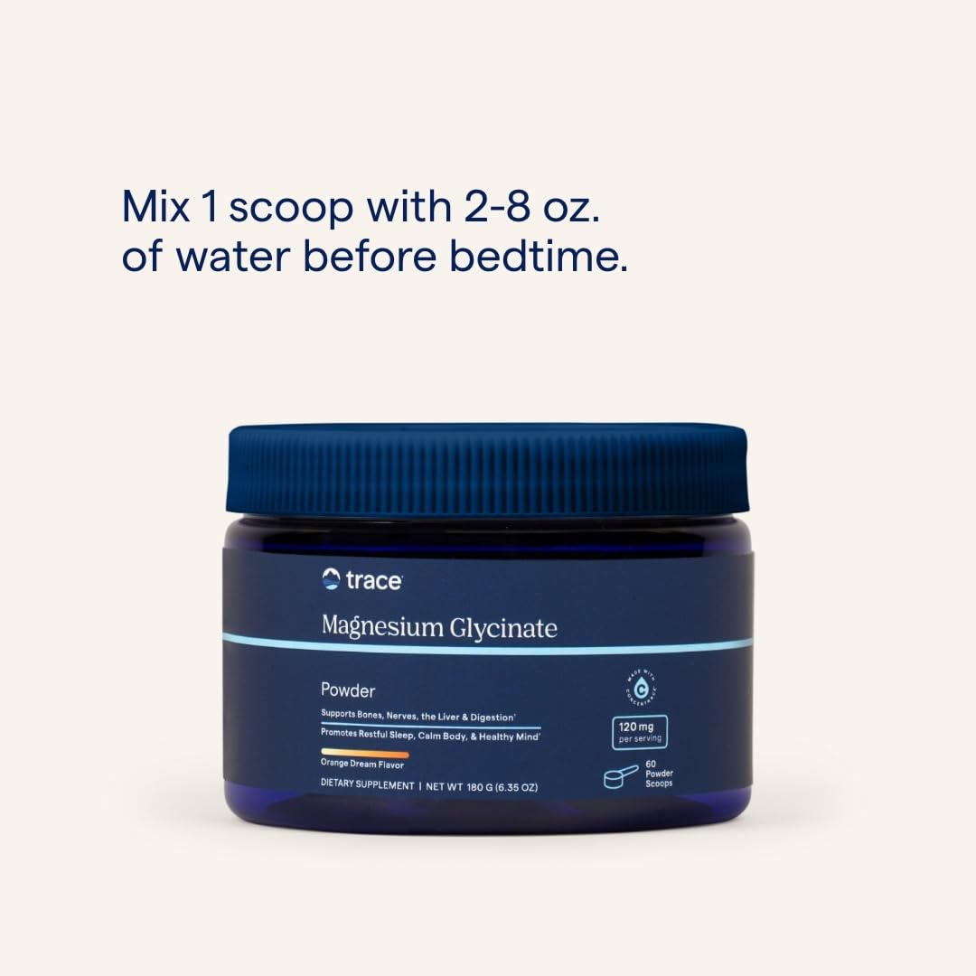 Trace Minerals Magnesium Glycinate Powder – Sleep Support, Orange Dream, 180g