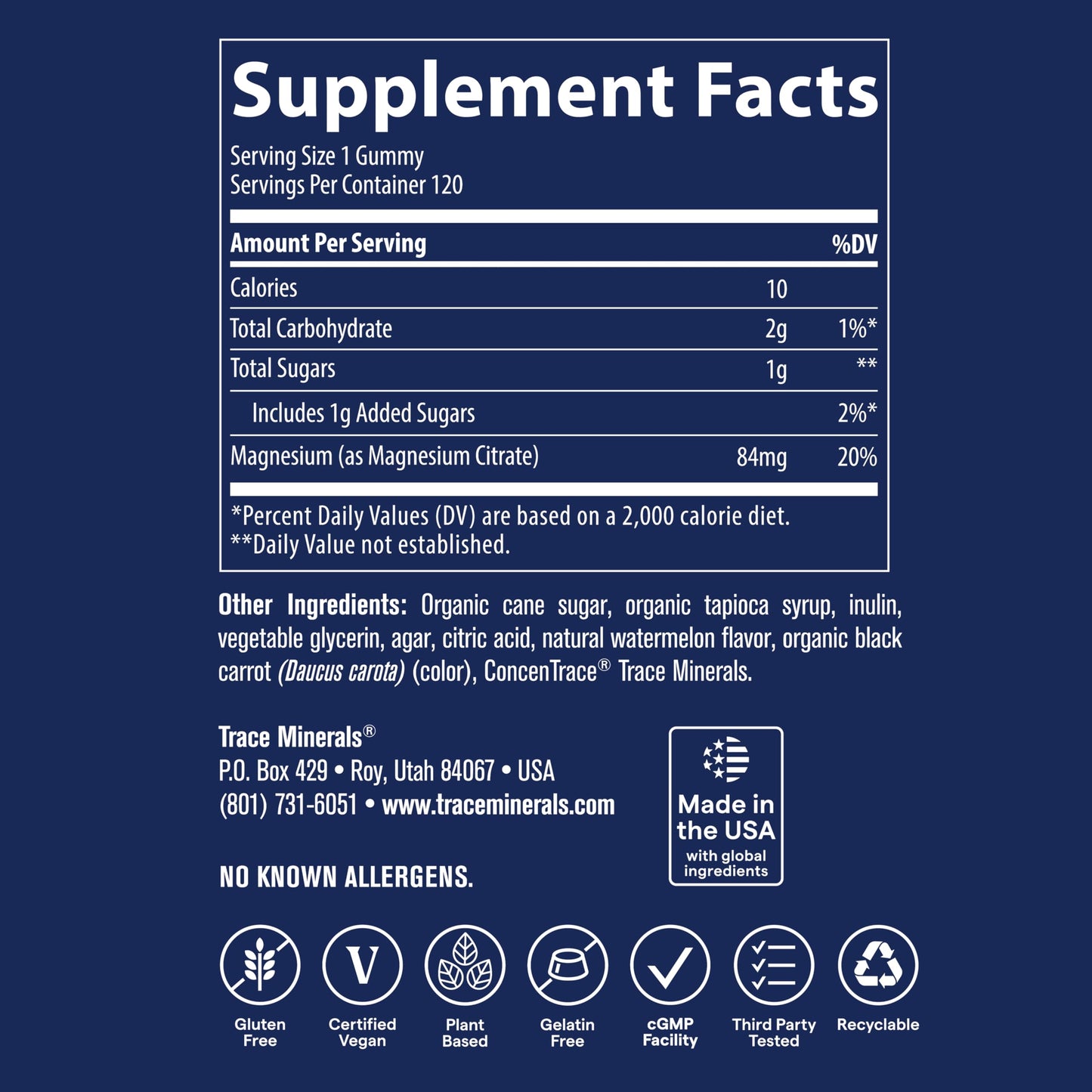 Trace Minerals Magnesium Gummies – Calming Mindset, Watermelon Flavor, 120 Count (Kids & Adults)