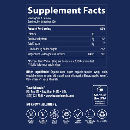 Trace Minerals Magnesium Gummies - Calm Mindset for Kids & Adults, Peach