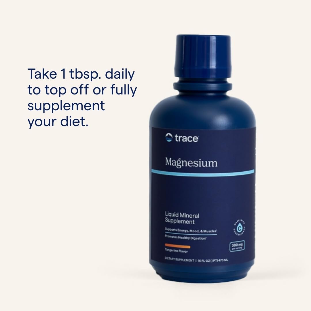 Trace Minerals Magnesium Liquid 300mg – Energy, Heart & Bone Health Support | 16 fl oz