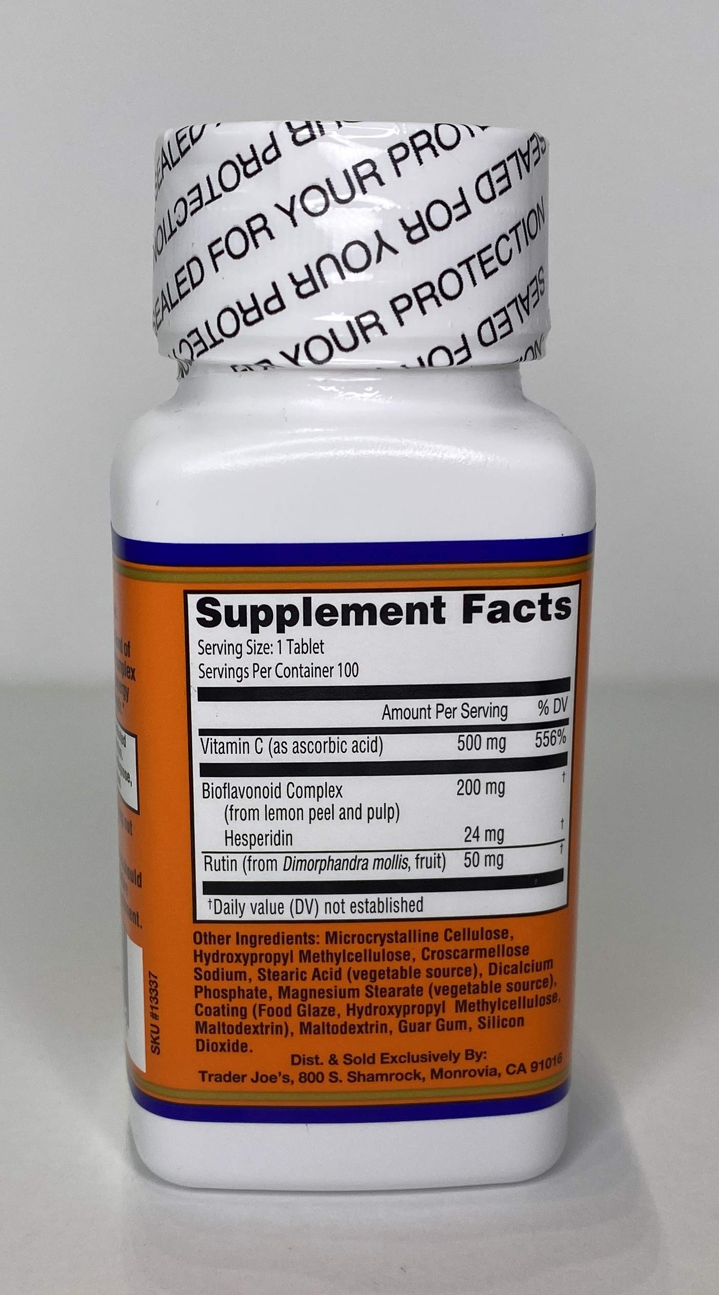 Trader Joe's Vitamin C Complex - 100 Tablets (500 mg per Tablet) with Lemon Bioflavonoids