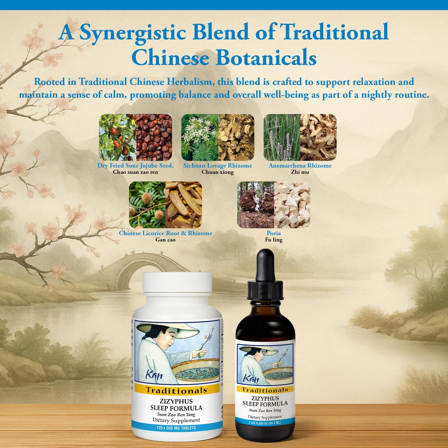 Kan Herbs Zizyphus Sleep Formula – Nighttime Balance & Relaxation | 120 Tablets