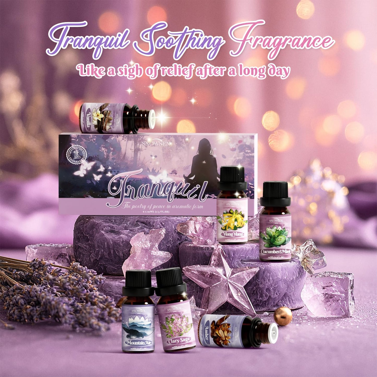 Tranquil Diffuser Oils – SNOWSEN Essential Oil Set for Diffusers, Soap & Candle Making