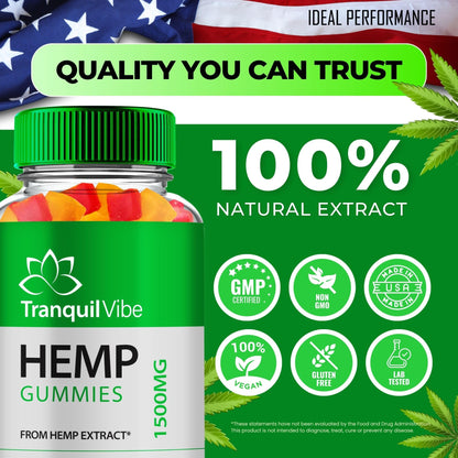 Tranquil Vibe Hemp Gummies - Official Maximum Strength All Natural Health & Wellness (2 Pack)