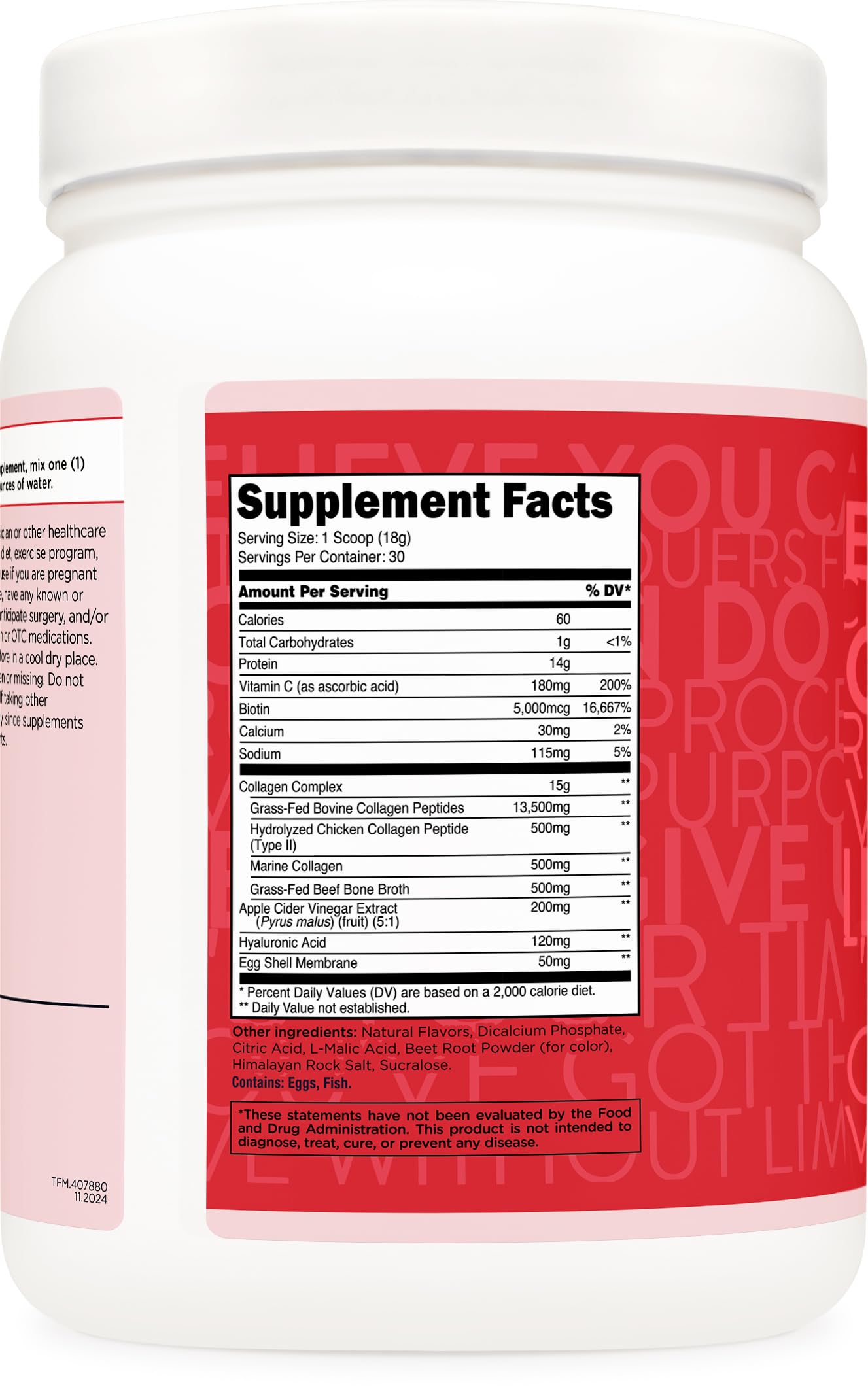 TransformHQ Beauty Collagen – Fruit Punch (30 Servings) for Hair, Skin & Nails