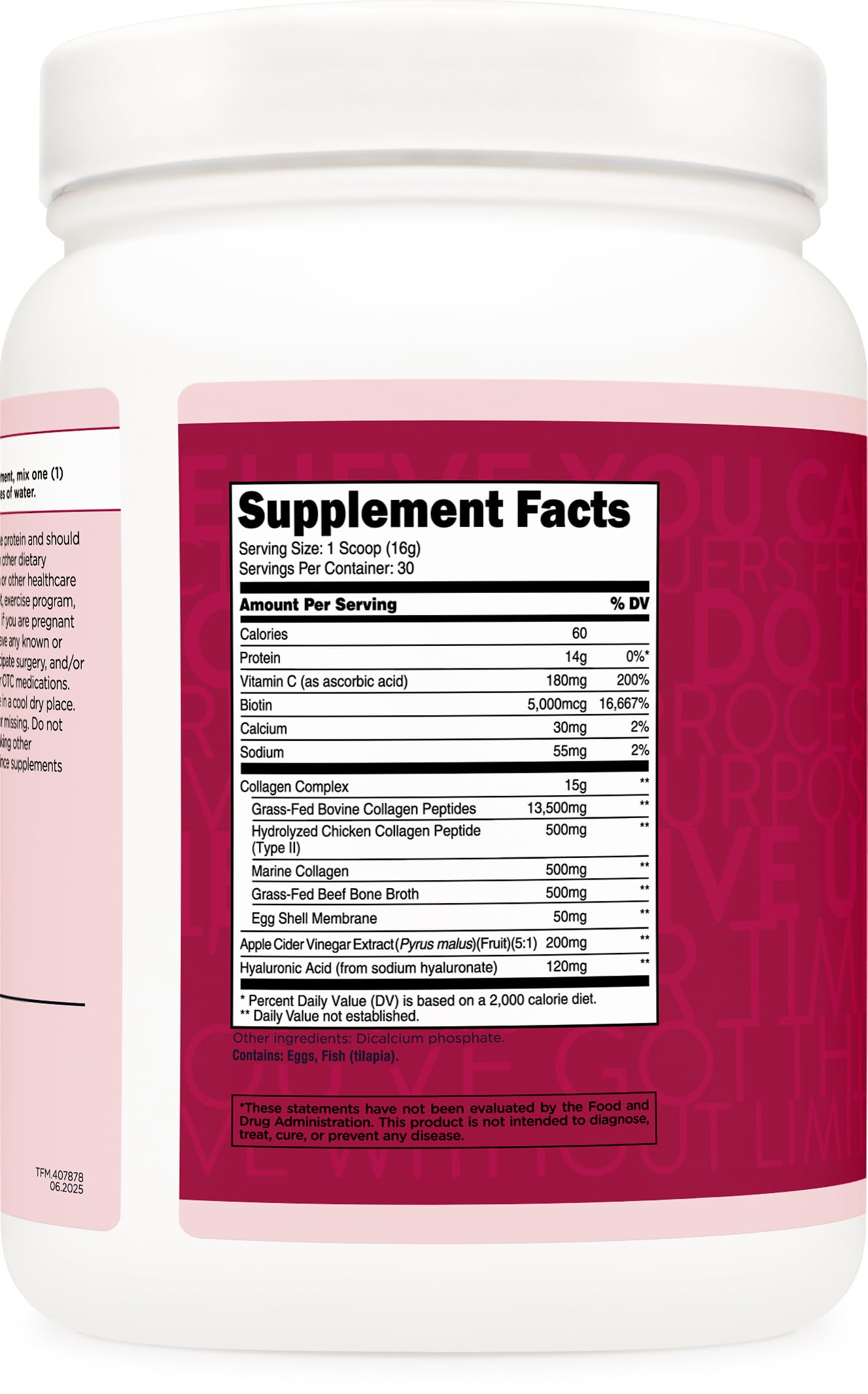 TransformHQ Beauty Collagen (30 Servings) Unflavored - Hair, Skin & Nails Formula