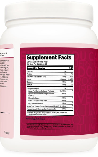 TransformHQ Beauty Collagen (30 Servings) Unflavored - Hair, Skin & Nails Formula