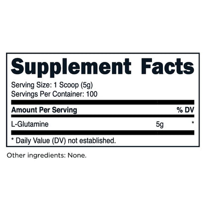TransformHQ L-Glutamine Powder 500G | 100 Servings | Gluten Free, Non-GMO