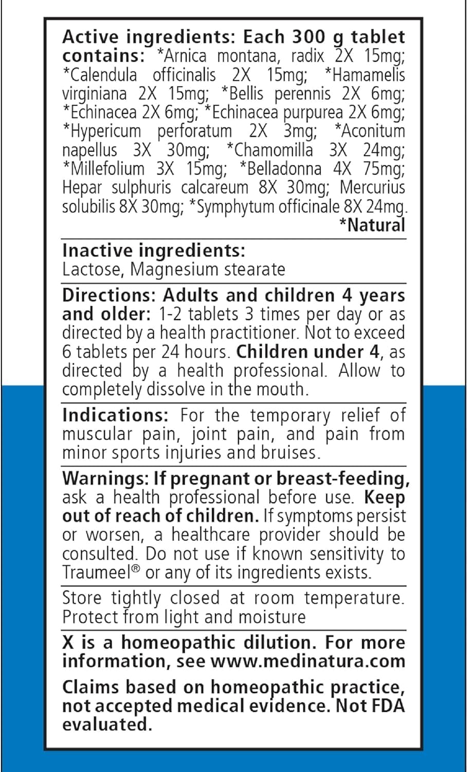 Traumeel Arnica 13 Natural Actives — 100 Tablets (2 Pack) Pain Relief