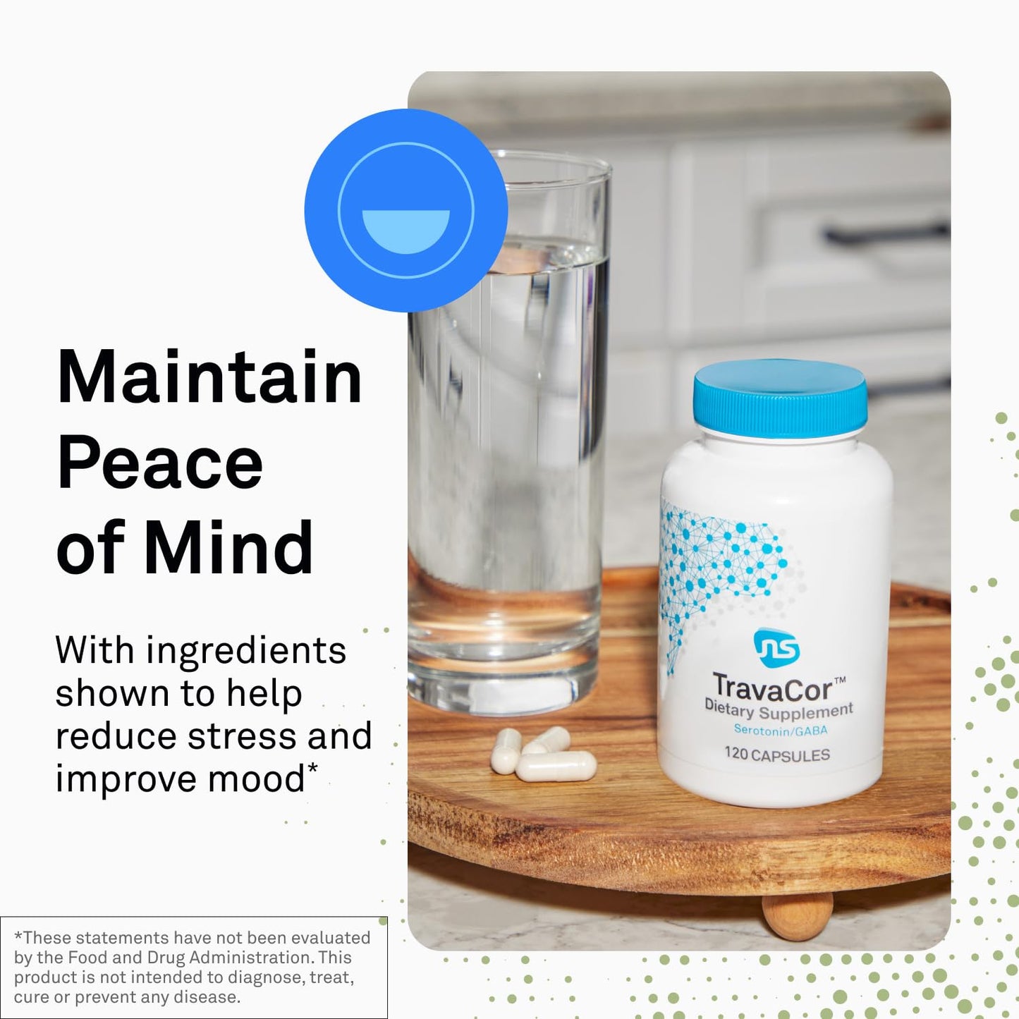 NeuroScience TravaCor Mood Support - L-Theanine, 5-HTP & GABA Support (60 Capsules)