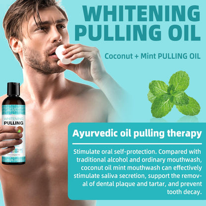 Coconut Oil Pulling Mouthwash with Peppermint - 237ml | Tongue Scraper