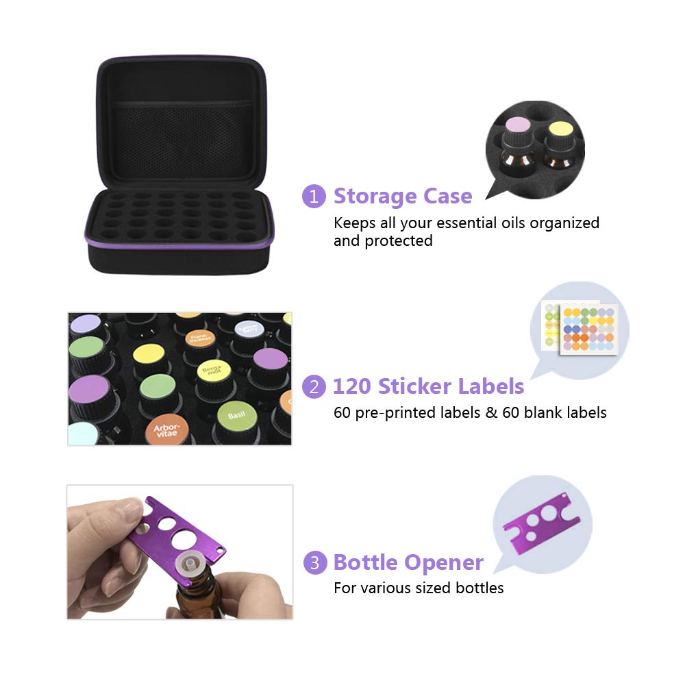 JSVER Essential Oil Storage Case – 30 Bottles Travel Organizer