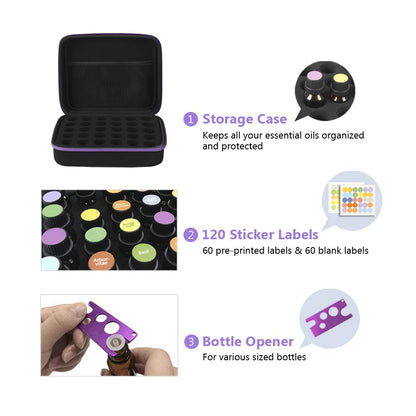 JSVER Essential Oil Storage Case – 30 Bottles Travel Organizer