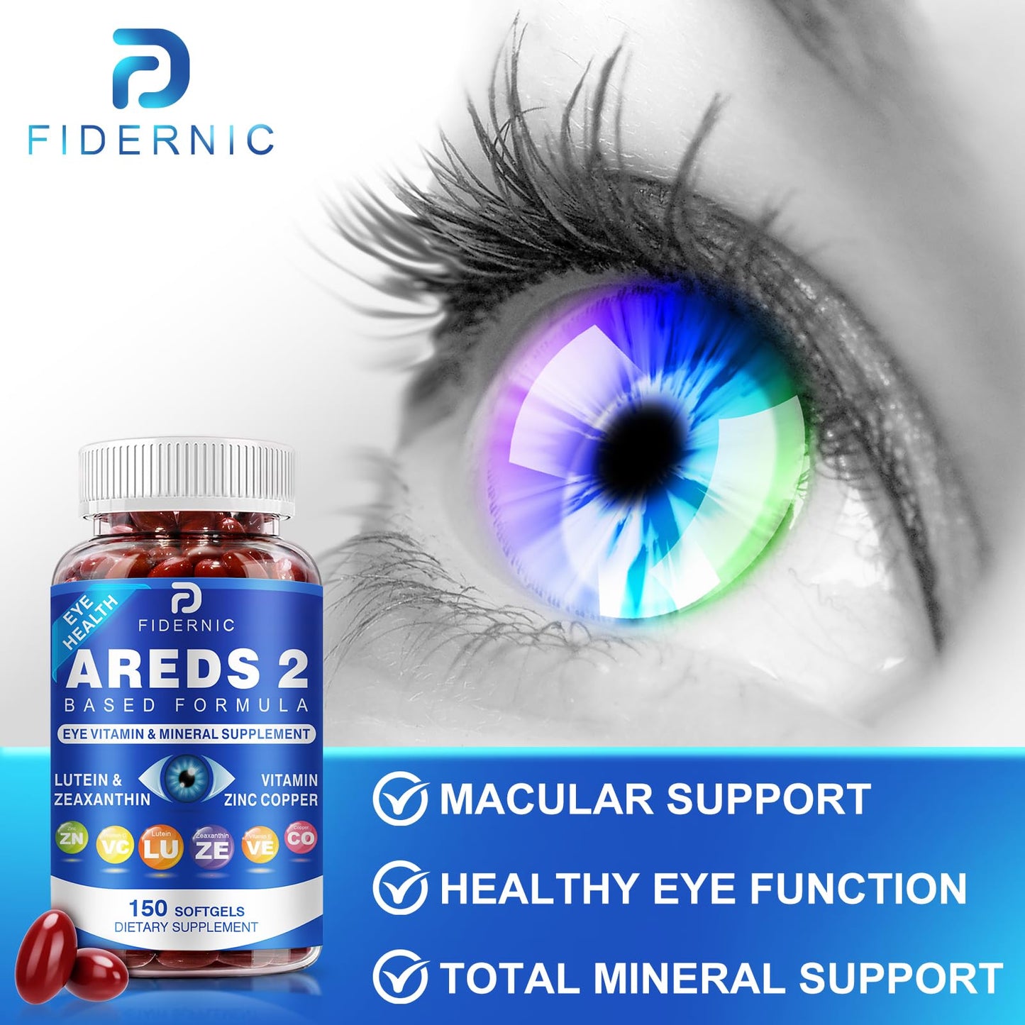 AREDS2 Eye Vitamin & Mineral Supplement — Lutein & Zeaxanthin, C & E, Zinc & Copper | 150 Softgels