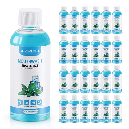 10 Pcs Travel Size Mouthwash – 80ml Mint Mini Bottles (Bulk Pack)