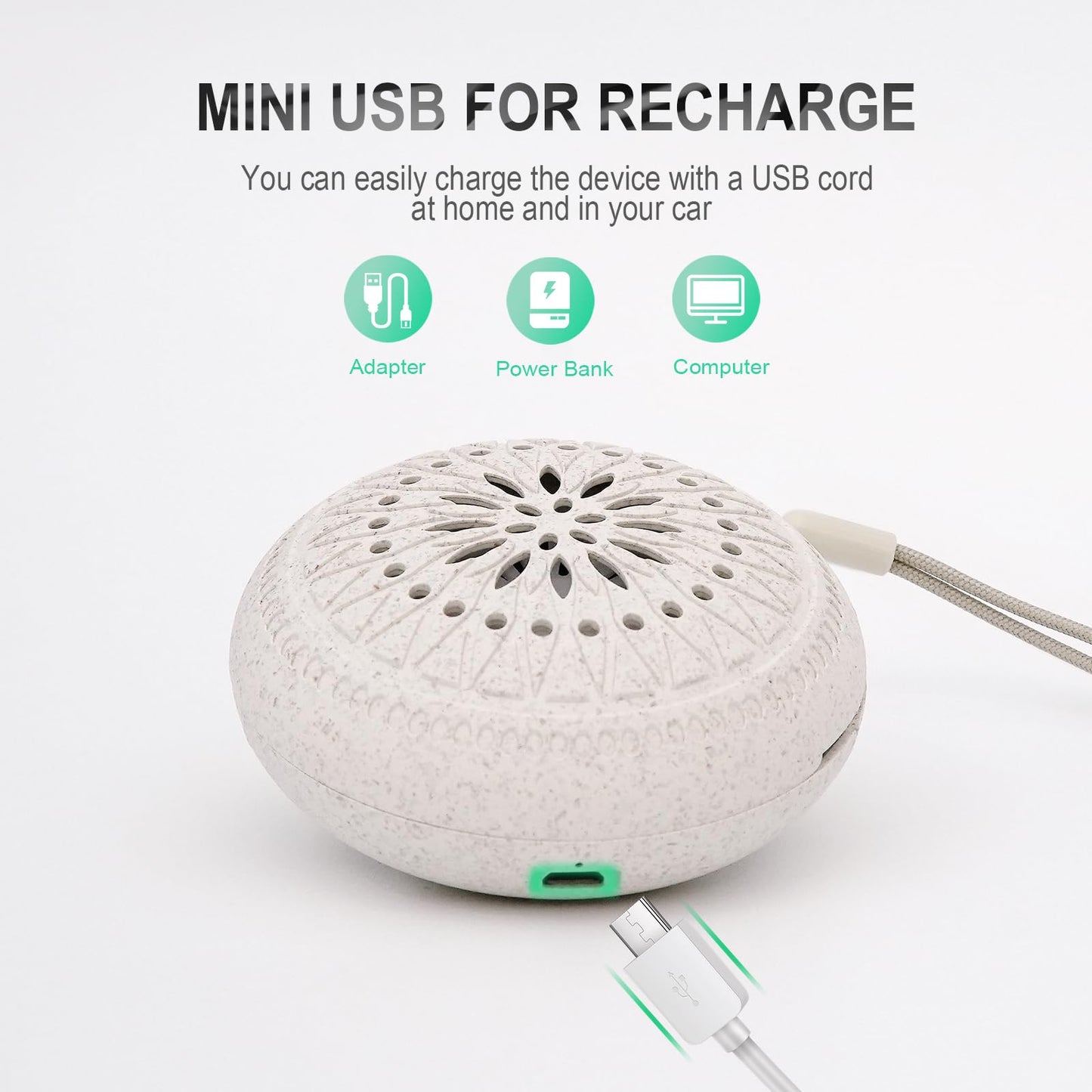 Travel Sized Portable Mini Diffuser for Essential Oils | Waterless No-Sound Aromatherapy for Bedroom, Office, Car
