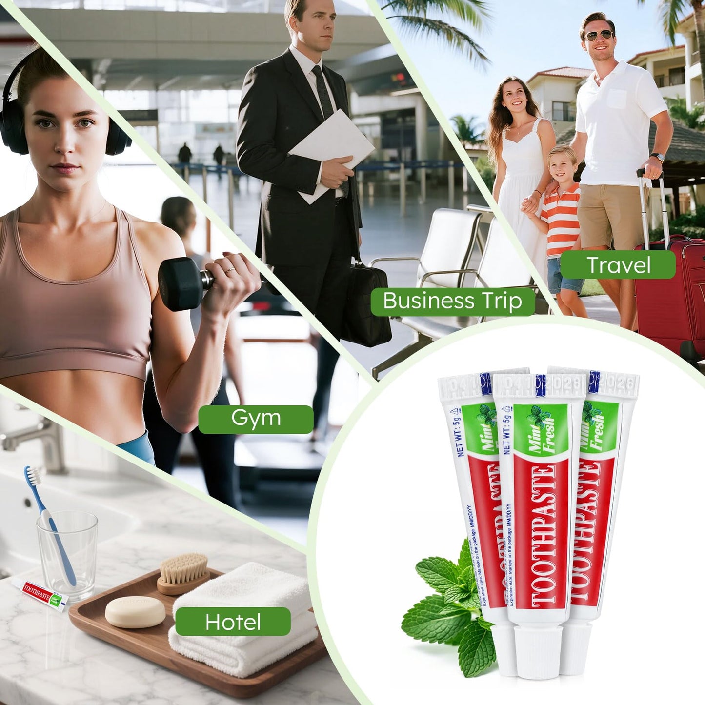 Travel Size Toothpaste Bulk – 240 Disposable Mint Tubes (0.176 oz / 5 g)