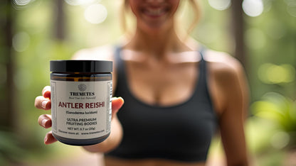 Tremetes Antler Reishi Mushroom – 37.8% Beta-Glucans | Tea Slices in Amber Jar