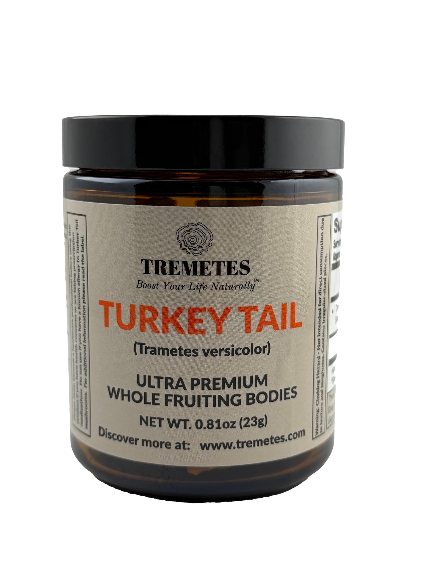 Turkey Tail Mushroom Fruiting Body – Lab-Verified 41.2% Beta-Glucans for Tea | Amber Glass Jar