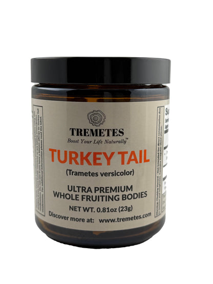 Turkey Tail Mushroom Fruiting Body – Lab-Verified 41.2% Beta-Glucans for Tea | Amber Glass Jar