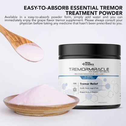 Real Science Nutrition Tremor Miracle – Essential Tremor Herbal Powder (Grape, 13.4 oz)