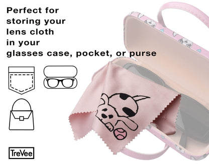 TreVee Microfiber Cleaning Cloths - 10-Pack (6x6) for Glasses, Screens & Lenses | Cute Dog Design